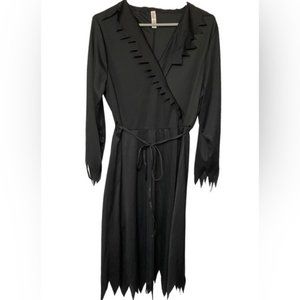Women black witches Halloween cosplay dress midi XXL with belt whimsical goth